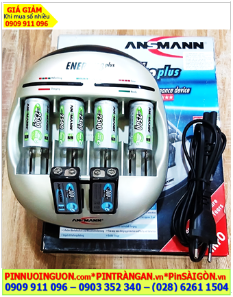 Ansman Energy 8Plus _Bộ sạc 6viên pin, Kèm sẳn 6 Pin (4 Pin sạc C2500mAh-1.2v và 2 Pin 9v MaxE E300mAh)